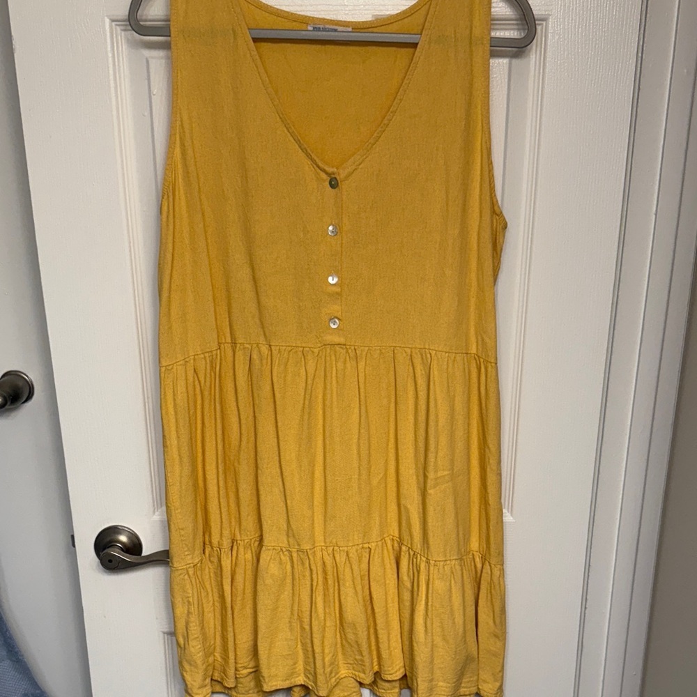 4Our Dreamers Yellow Sleeveless Tiered Mini Dress size XL